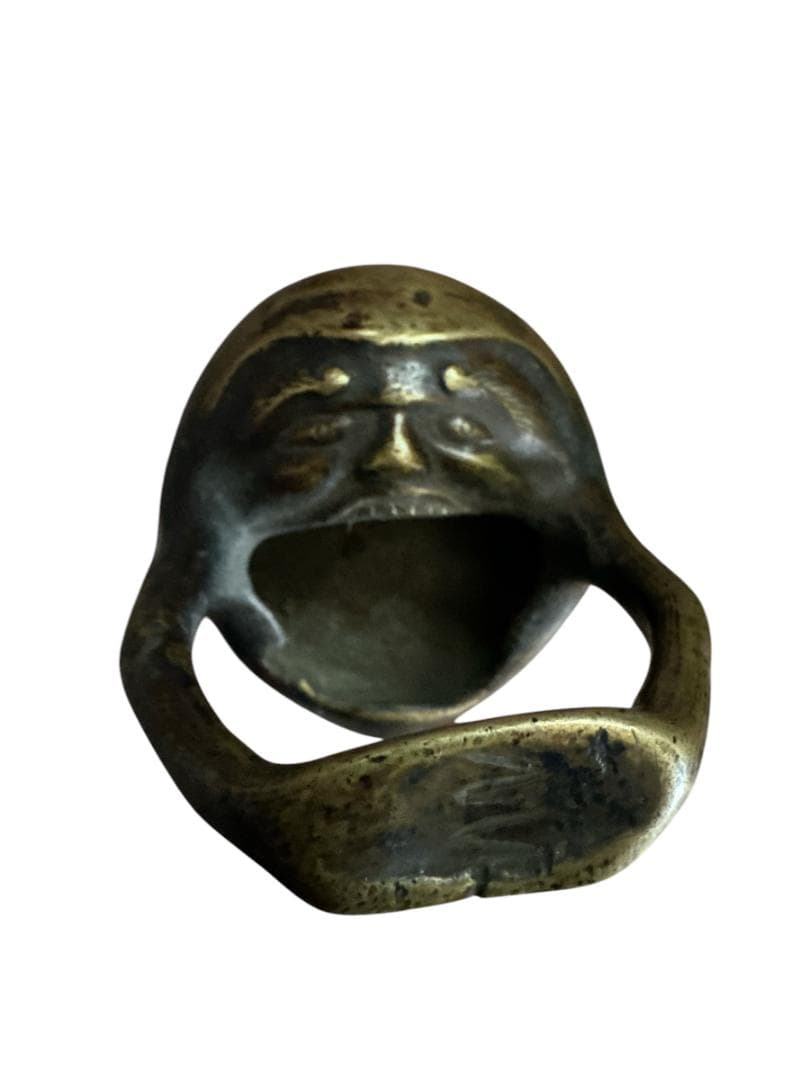 持ち手つき　煙管用　灰皿　香炉　真鍮　だるま　達磨　キセル　レトロ　博物館展示品