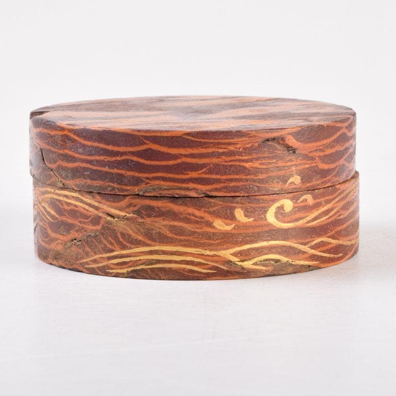 茶道具　宮下竹憲作　惺斎好写　波蒔絵　松皮丸香合　法谷文雅極め箱　V　8504