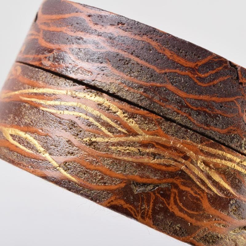 茶道具　宮下竹憲作　惺斎好写　波蒔絵　松皮丸香合　法谷文雅極め箱　V　8504