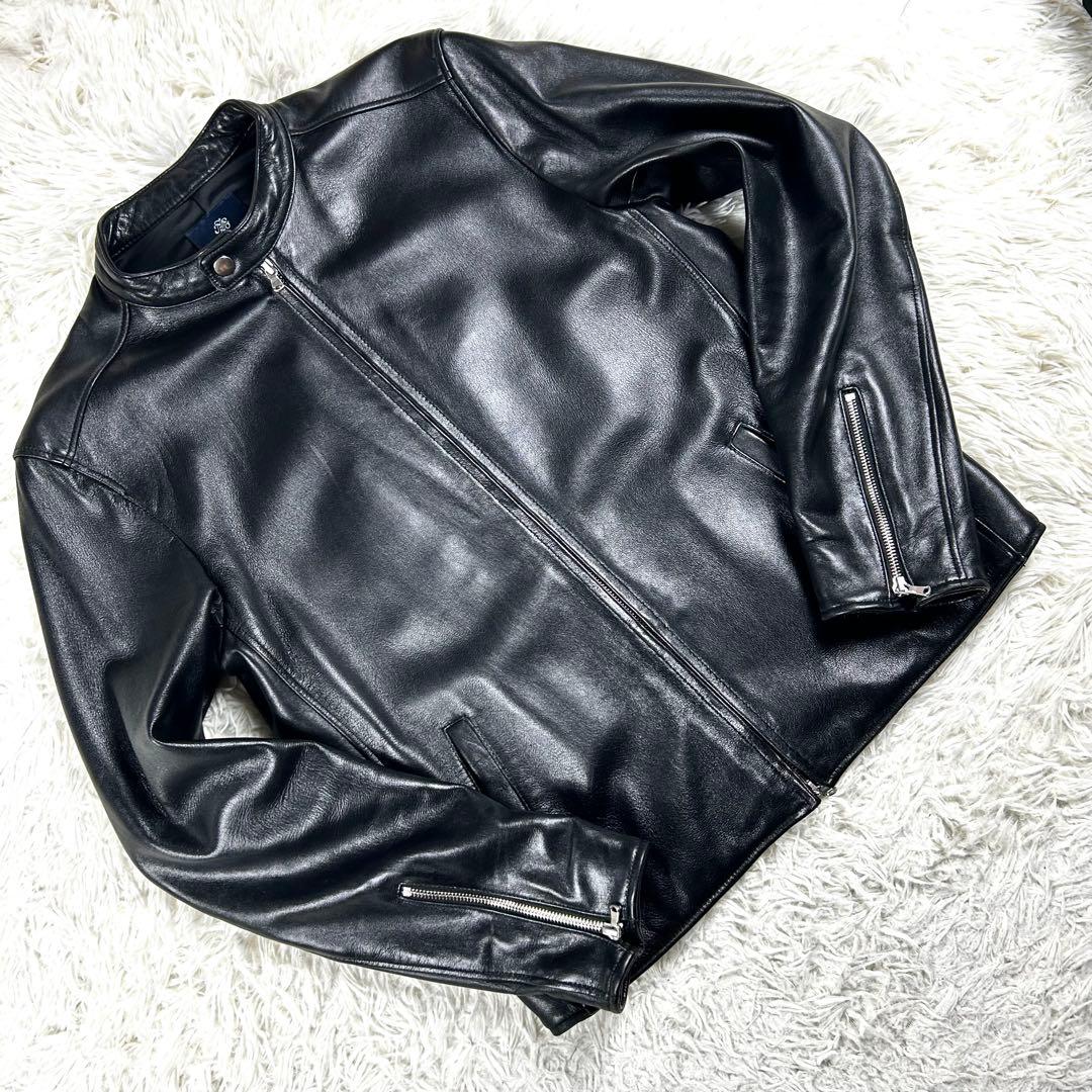 極美品 ✨ ナノユニバース シングルライダースジャケット XL 黒 羊革 秋冬