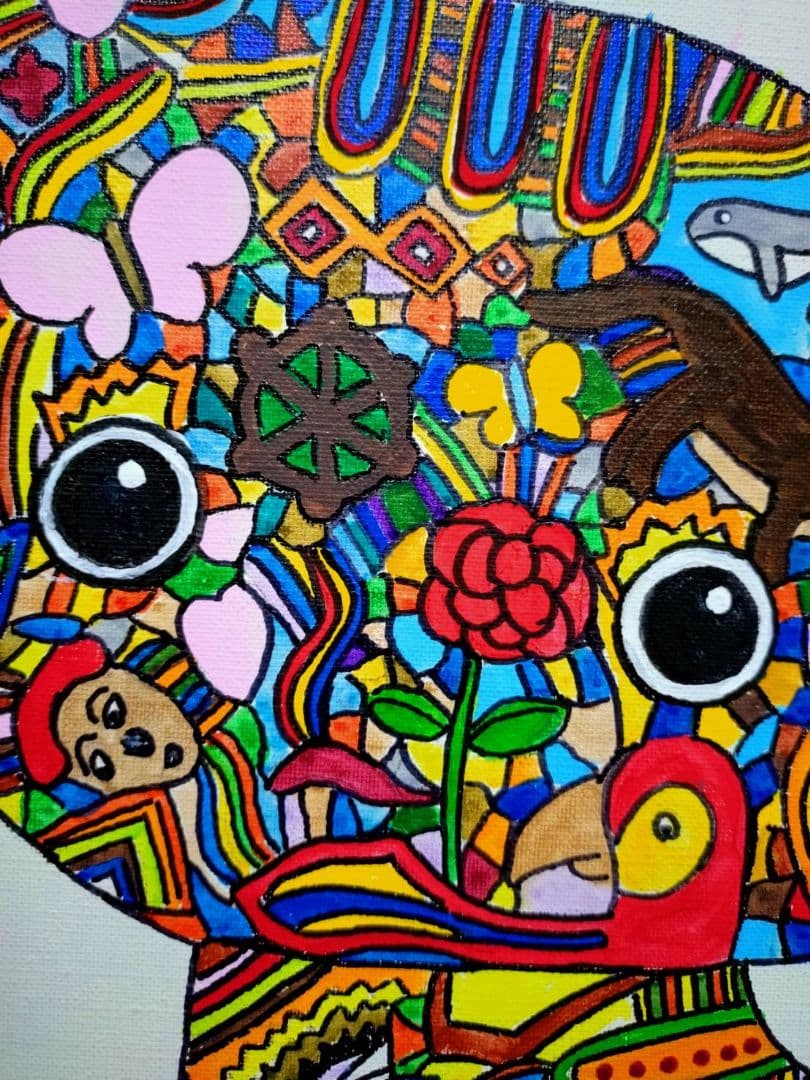 【F6号】ジミー大西【Cat】手描き作品/表裏サイン/油彩/アクリル/絵画/額縁