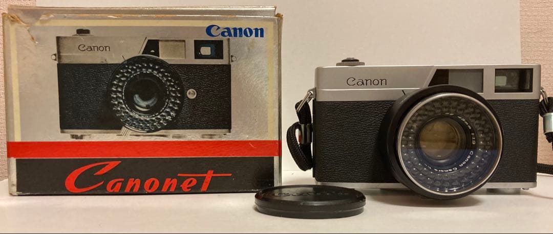 (レア)CANON Canonetフイルムカメラ　箱、ケース、冊子、保証書付き