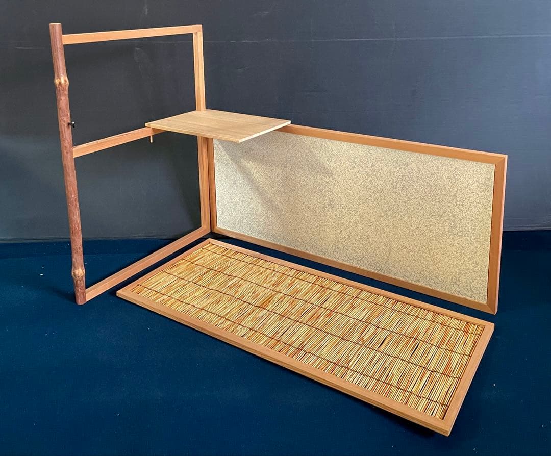 【美品】「祖」 有楽斎好 台目棚 自在棚 葦 棚 替え襖 組立 (1127⑤)