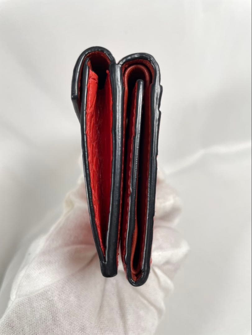 未使用に近い SMYTHSON スマイソン 三つ折り財布 クロコ型押し 箱付き