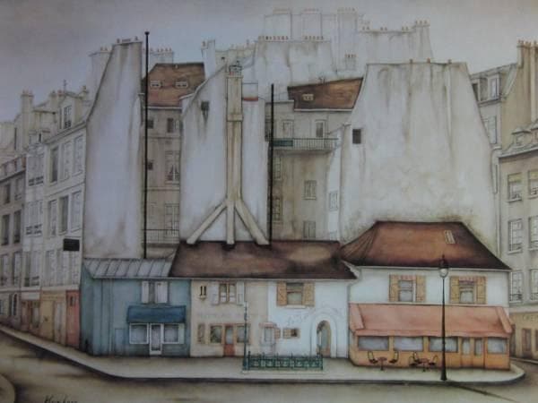 栗原喜依子、サンミシェル、希少画集画、新品額装付、状態良好