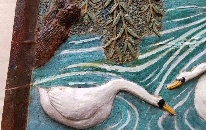 水月焼　飾り絵　白鳥