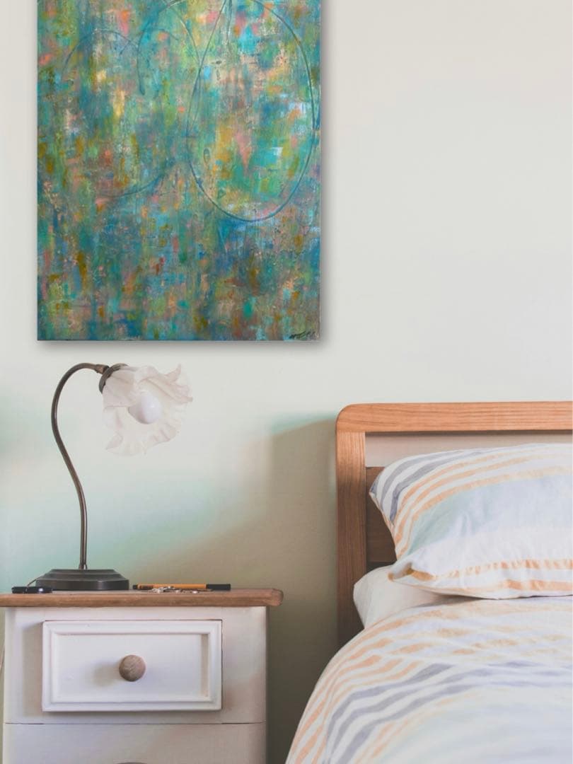 アクリル画 抽象画 アートパネル 北欧 原画 アート 絵画 インテリア グリーン