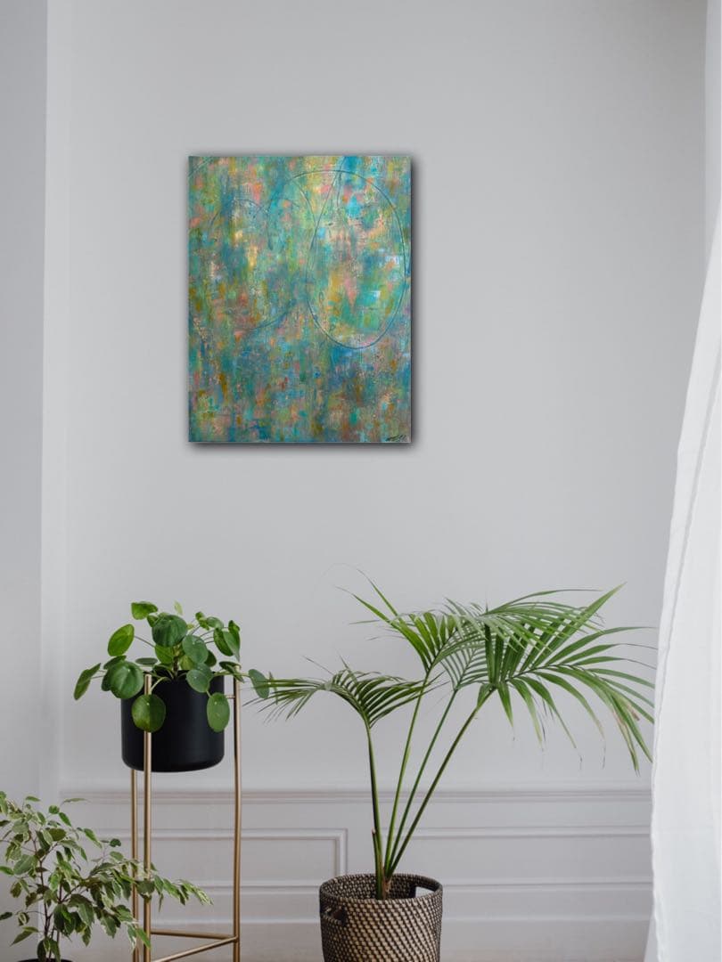 アクリル画 抽象画 アートパネル 北欧 原画 アート 絵画 インテリア グリーン