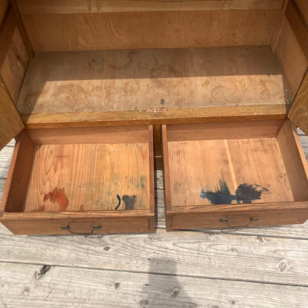 昭和レトロ 古家具 飾りガラス戸 木製キャビネット 食器棚 飾り棚 サイドボード