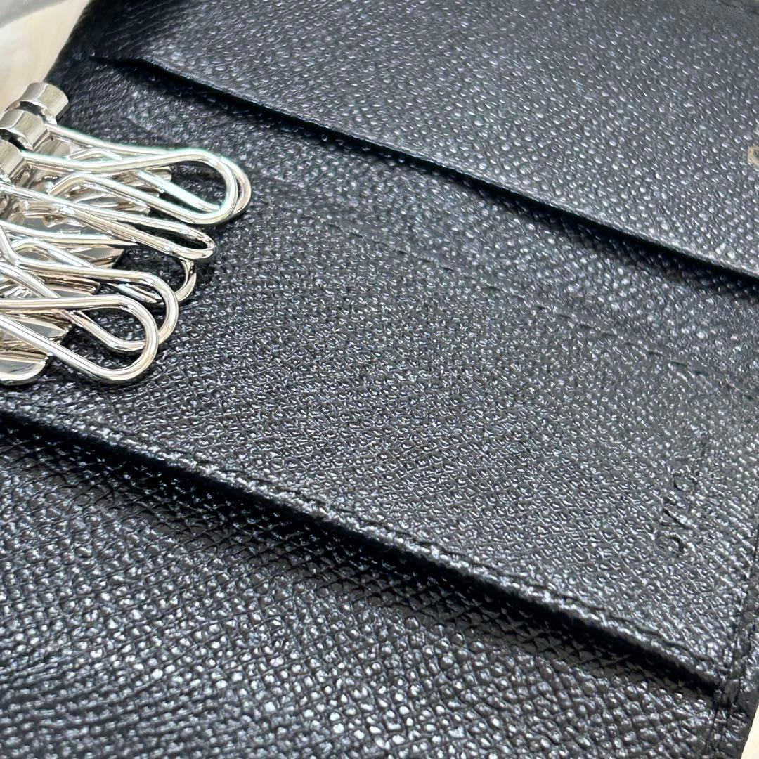 現行・極美品✨ブルガリ　6連キーケース　サークルロゴ　黒　RFIDタグ