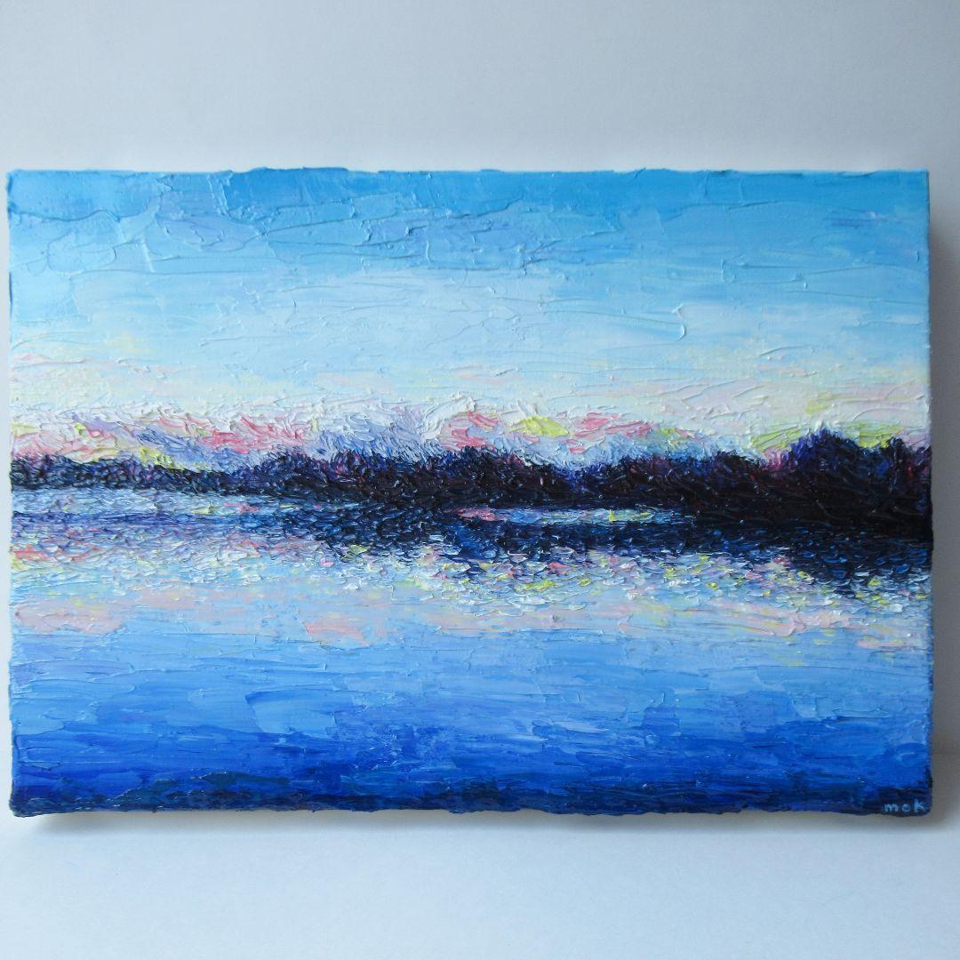 ［匿名で配送］一点もの 日没 夕暮れ 油絵 油彩 絵