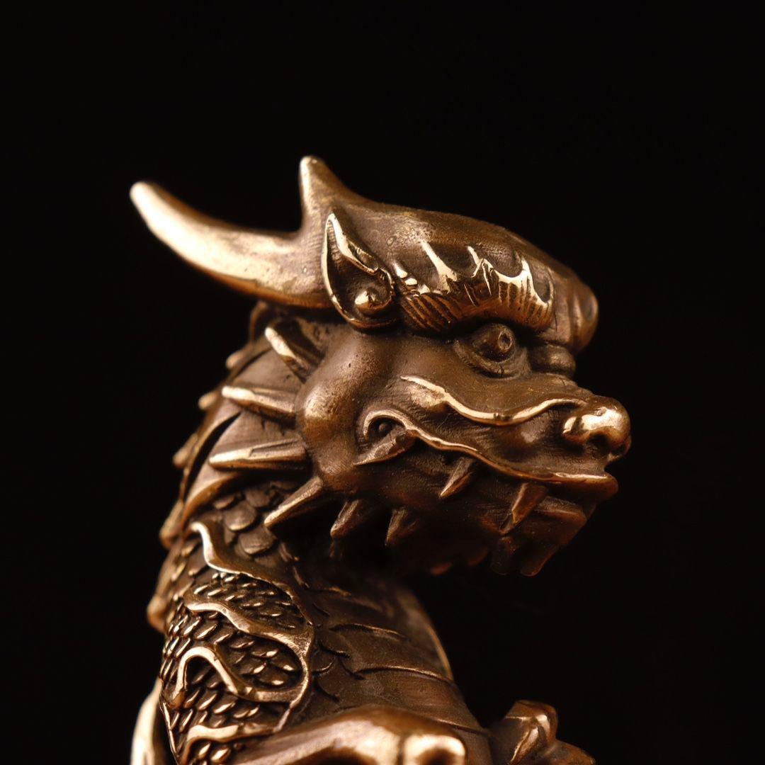 銅制 十二支竜 マスコット 戯珠竜招財 風水 開運 装飾品 工芸品 置物