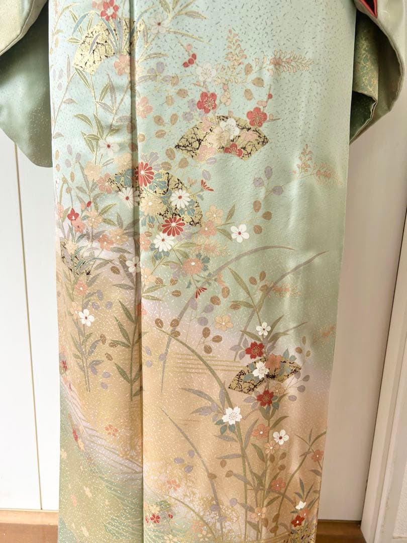 美品　一部しつけ糸付き　正絹訪問着　フルセット4点　入学式　七五三　お宮参り