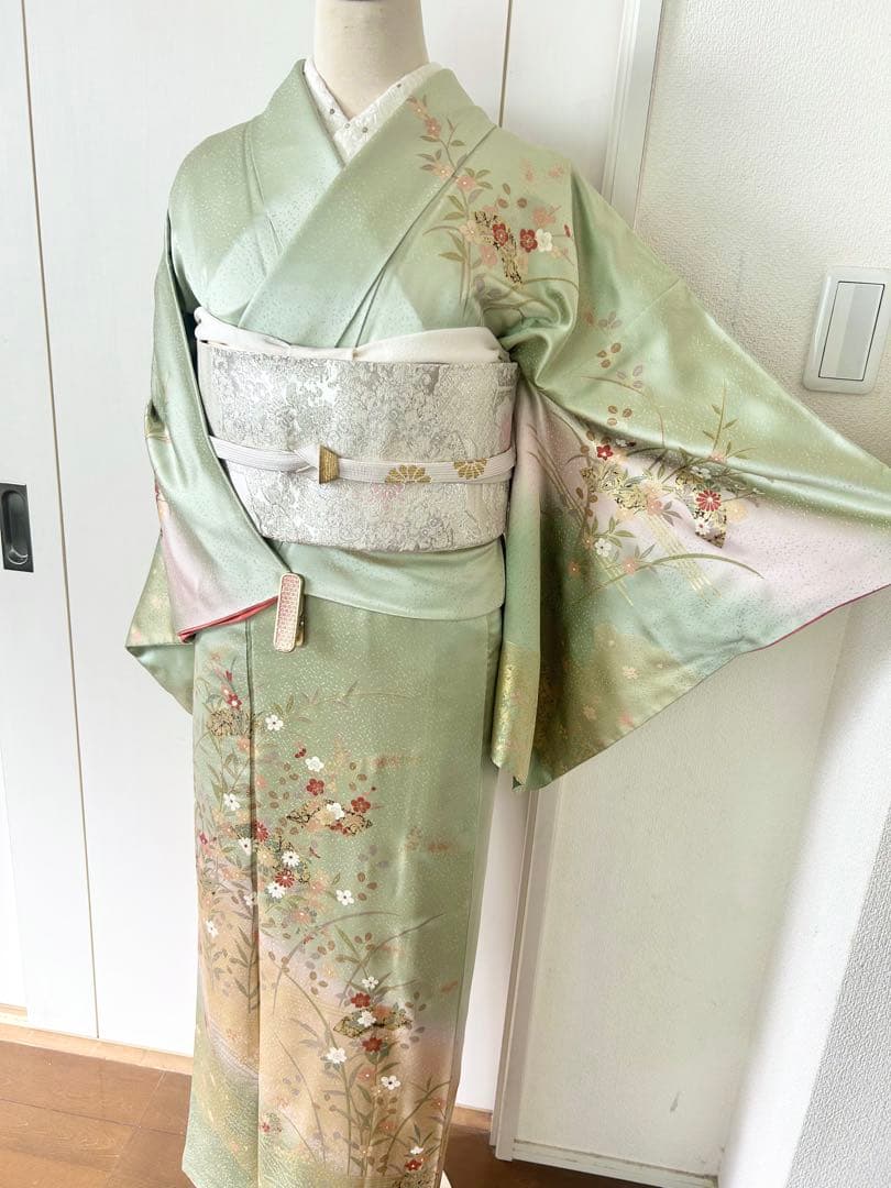 美品　一部しつけ糸付き　正絹訪問着　フルセット4点　入学式　七五三　お宮参り