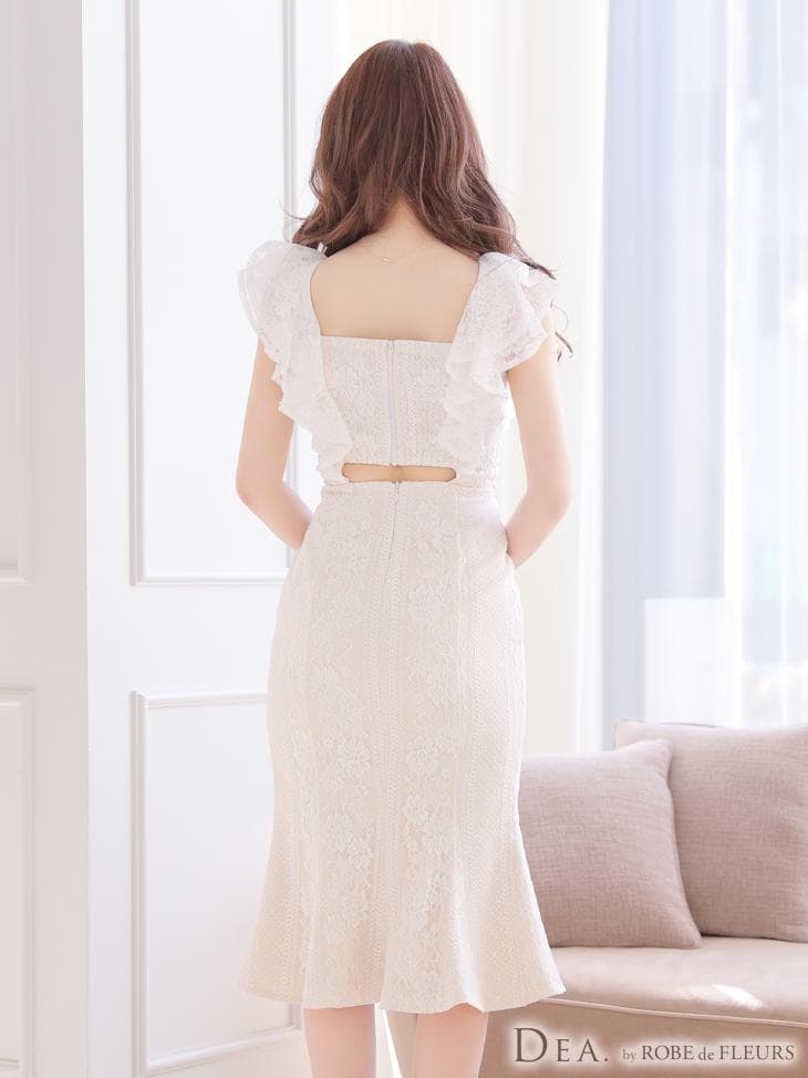 【大人可愛い♡】ROBEdeFLEURS 総レースｘパールフリルマーメイドドレス