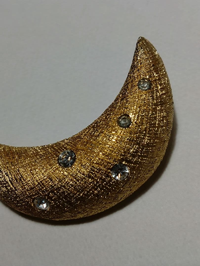 ChristianDior　ディオール　ストーン 三日月　ブローチ　ゴールド