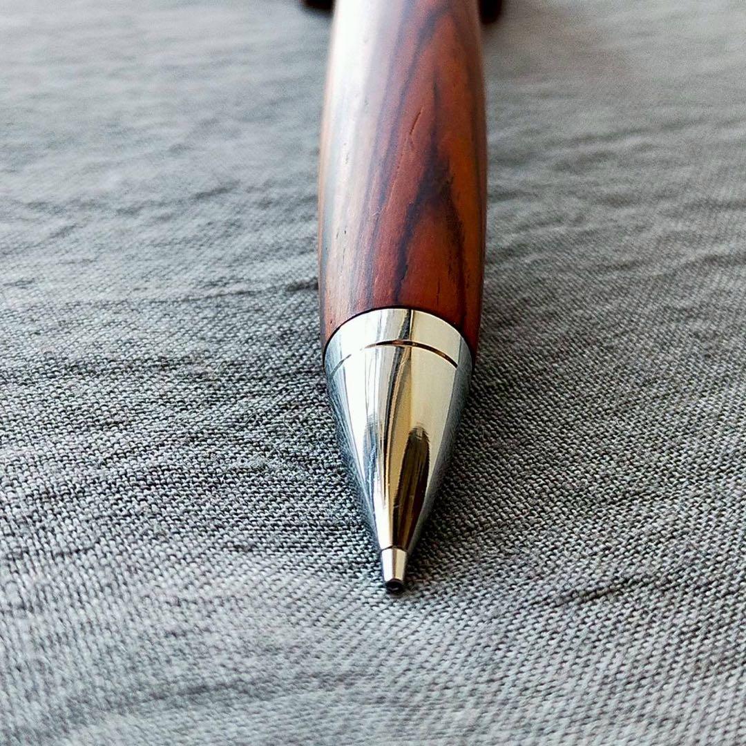 ローズウッド　ハンドメイド　木軸シャープペン　0.5mm　天然木　シルバー