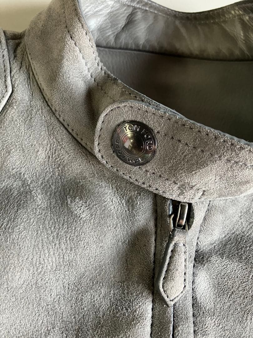 値下げTOMFORD トムフォード　スエードシングルライダース　グレー　44