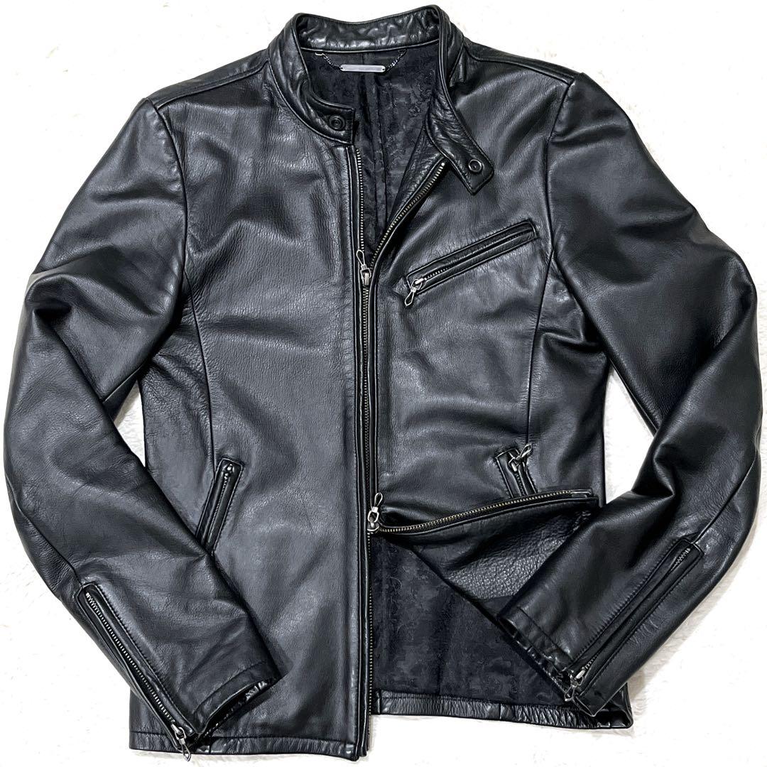 ゴスタールジフーガ 馬革 シングルライダース 総柄 裏地ペイズリー柄 サイズ44