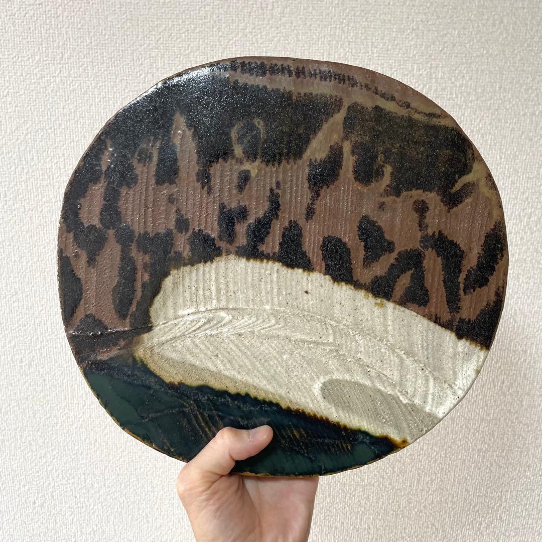 田村耕一 在印 陶板 鉄絵 人間国宝 益子焼 笠間焼 飾り皿