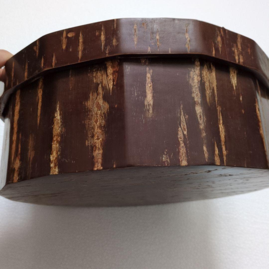 ★新品　桜皮細工　樺細工　茶びつ　十六角　風景　山水　装飾