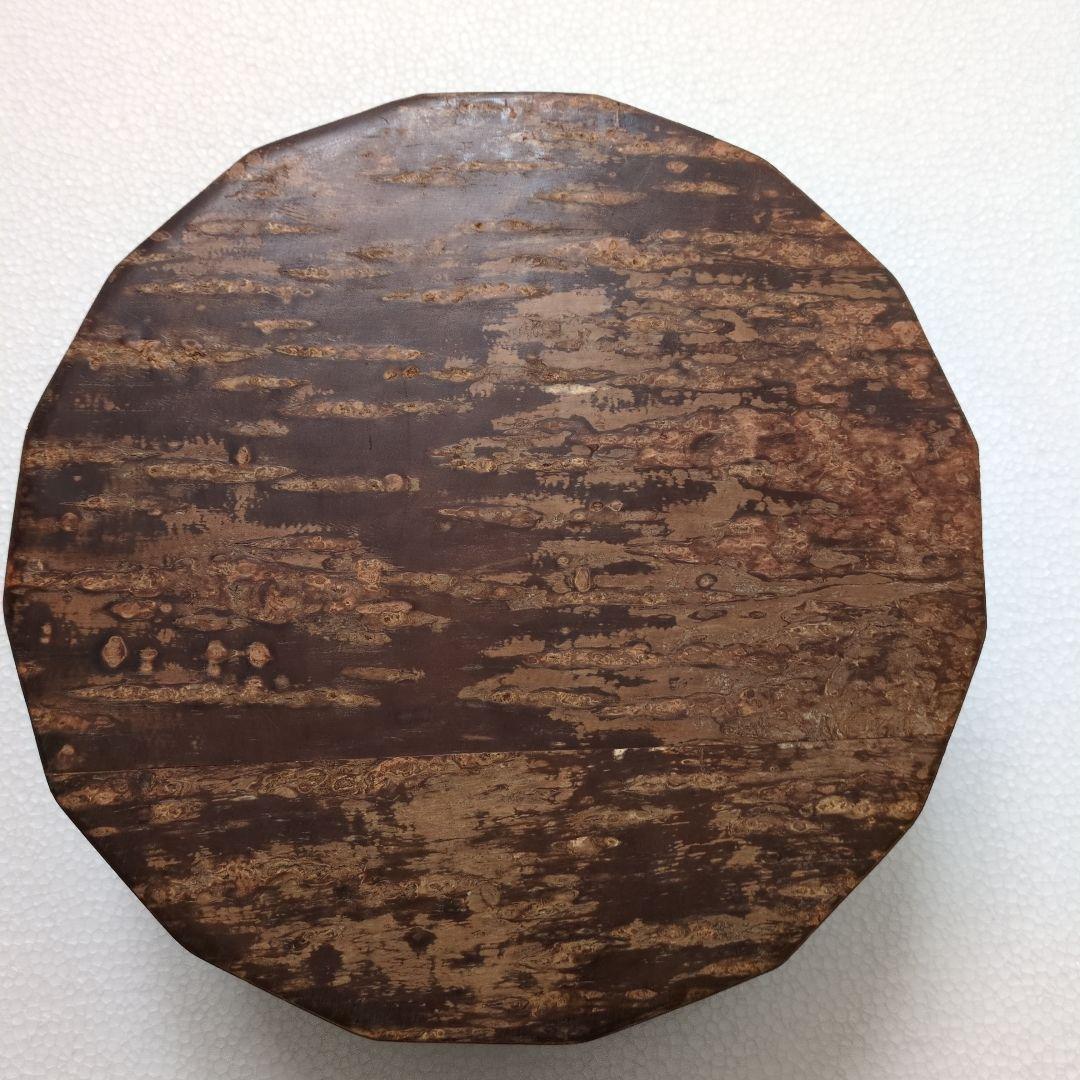 ★新品　桜皮細工　樺細工　茶びつ　十六角　風景　山水　装飾