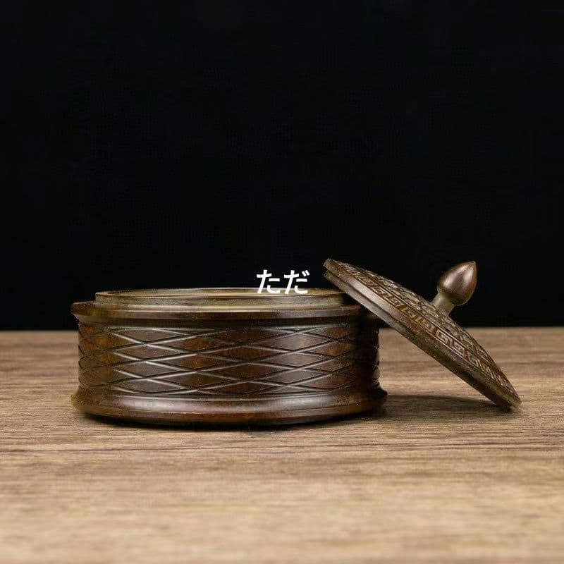 銅器 薫香炉 菱形漁網紋帯蓋香炉 香具 装飾品 工芸品 置物