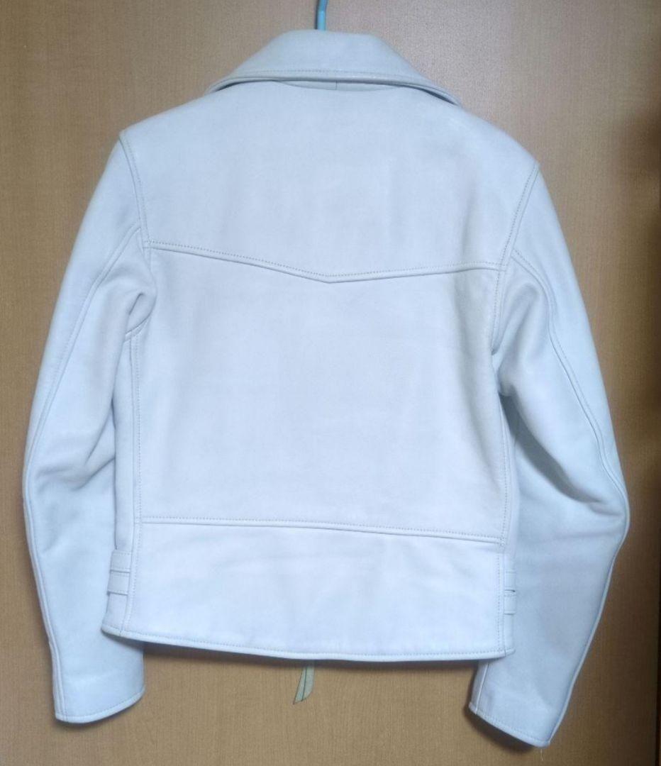革ジャン 白 メンズ 本革 ホワイトレザー ダブル ライダースジャケット
