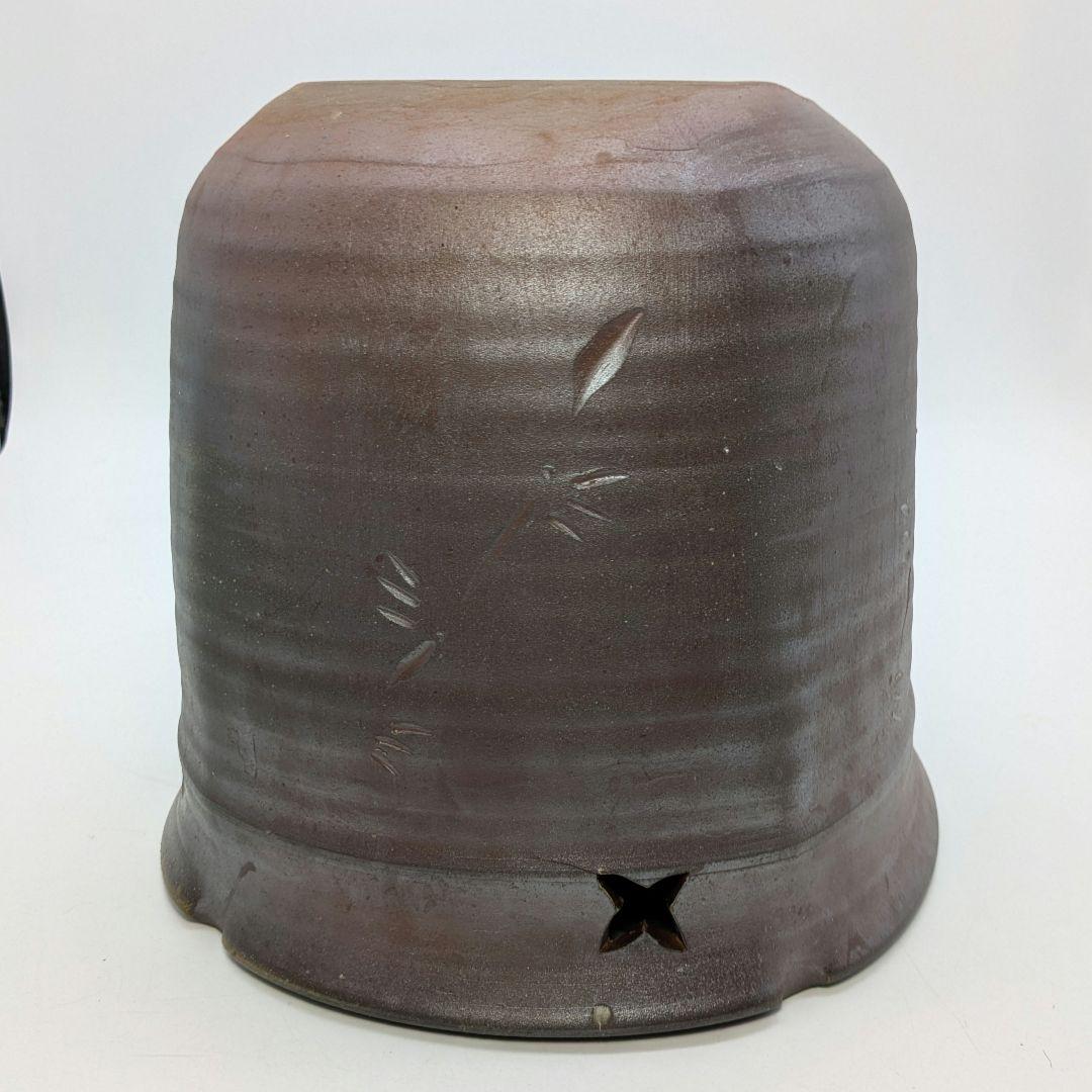 水谷清 備前焼 花器 メダカ鉢 金魚鉢 くず入れ ゴミ箱 水鉢 睡蓮鉢 華道具