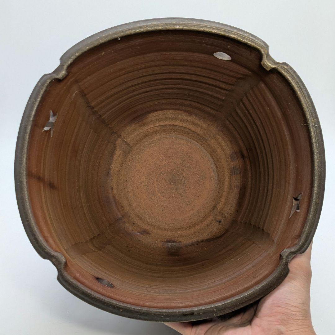 水谷清 備前焼 花器 メダカ鉢 金魚鉢 くず入れ ゴミ箱 水鉢 睡蓮鉢 華道具