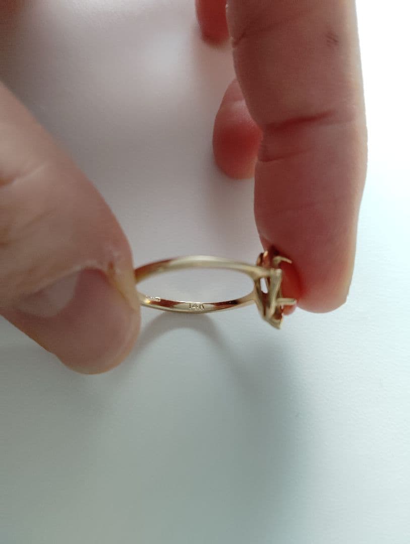 ハワイ　サンゴ　リング　かわいい!　刻印あり14ｋ