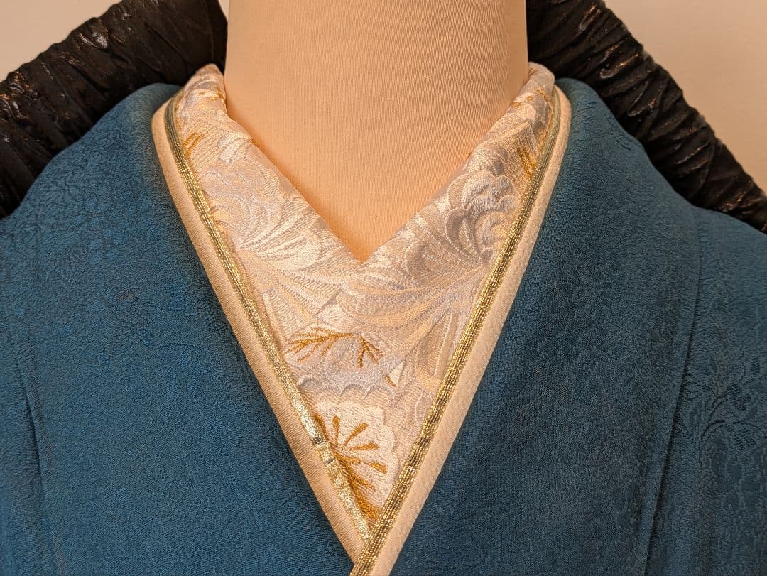 振袖フルセット 身丈152裄64 色無地振袖 青藍色 地紋 やまと誂え 成人式