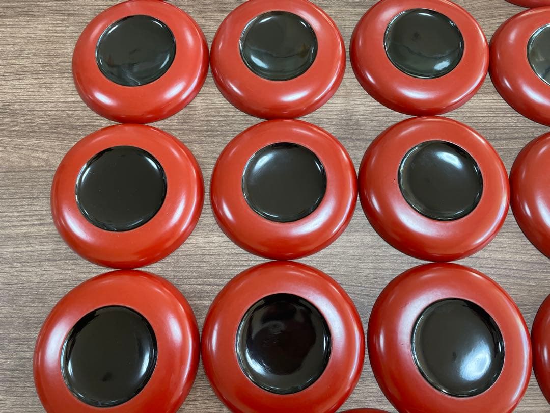 【現状品】輪島塗 漆器 朱塗 平皿 19枚セット 底黒塗 レトロ　アンティーク