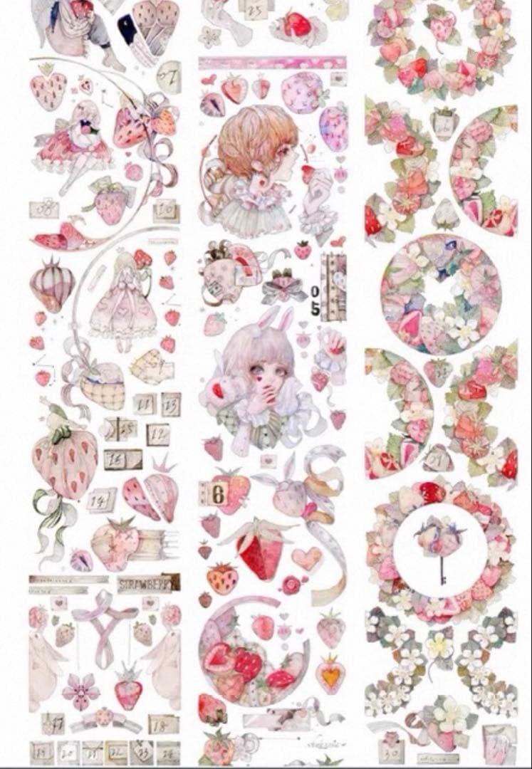 PET 7cm×10m 半熟草莓 海外マステ　树下下下　苺　イチゴ　いちご