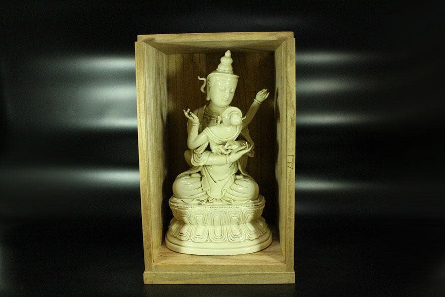 中国美術 白磁 南無仏 在銘 高37cm 鑑書箱(K-LC490)