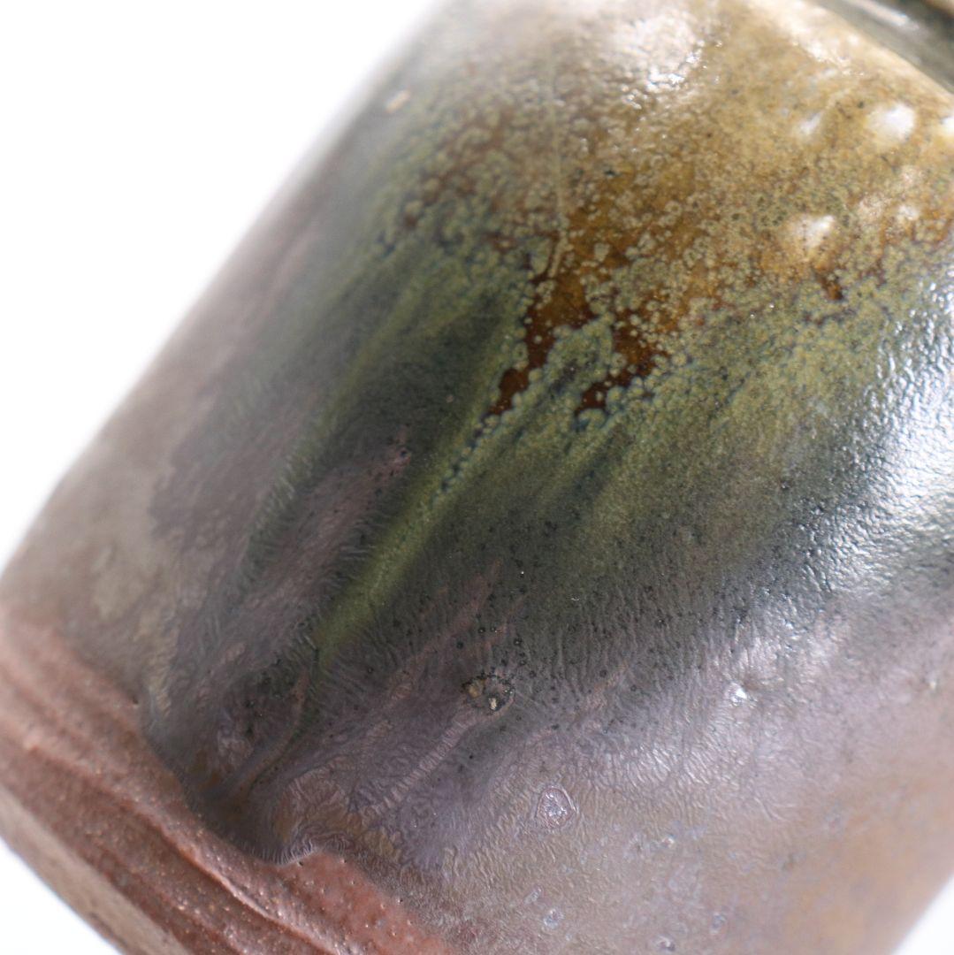 市野克明作 丹波焼 肩衝茶入 段七宝仕覆 茶道具 共箱　V913