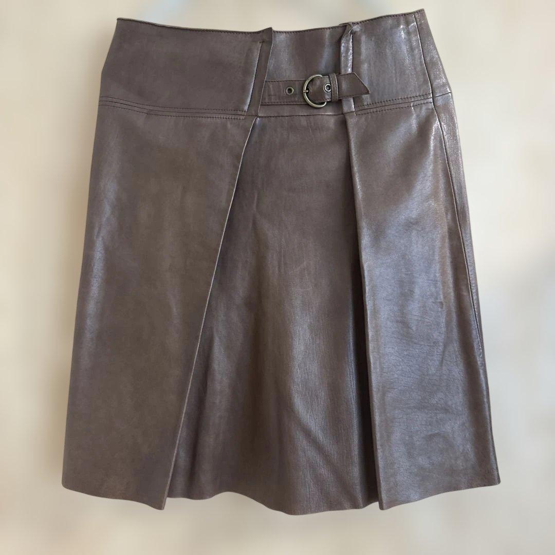 CIVIDINI レザースカート ブラウンMサイズ