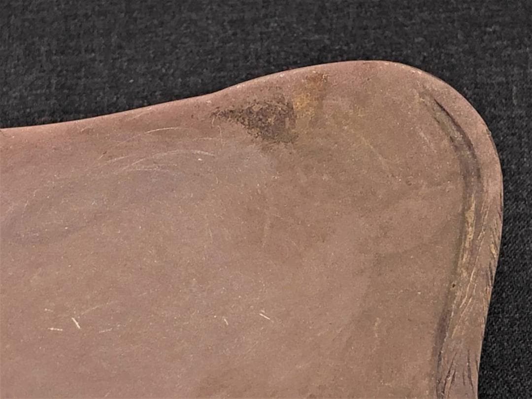 【 中国馬形古硯 】 四字成語「龍馬精神」刻 　澄泥