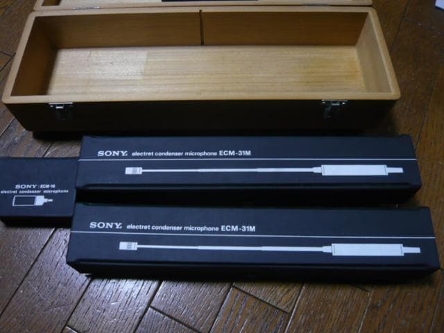 SONY コンデンサーマイク　 ECM-31M 2箱、ECM-16 木箱入り