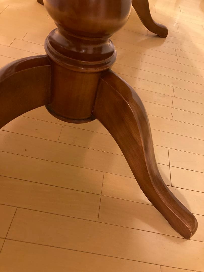 ★イタリア　アンティーク　象嵌　ダイニングテーブル　カットガラス付き