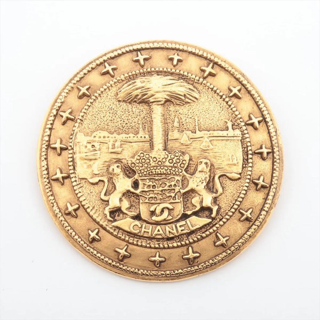 CHANEL ブローチ　1169 ヴィンテージ　GP ライオン　ラウンド　箱付き