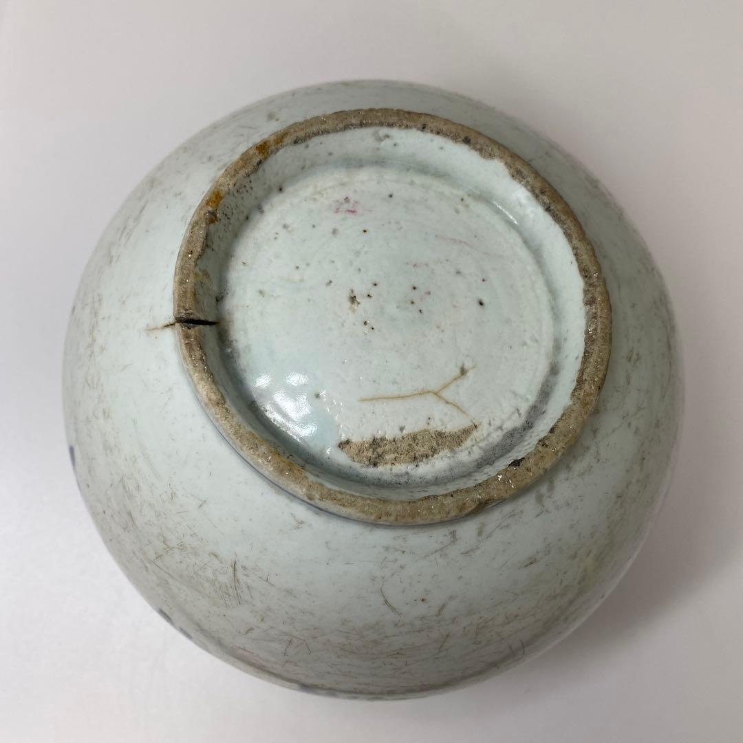 李朝　染付　牡丹文　壺　高さ約15.1㎝　トヒオウ　東さ7-0728③