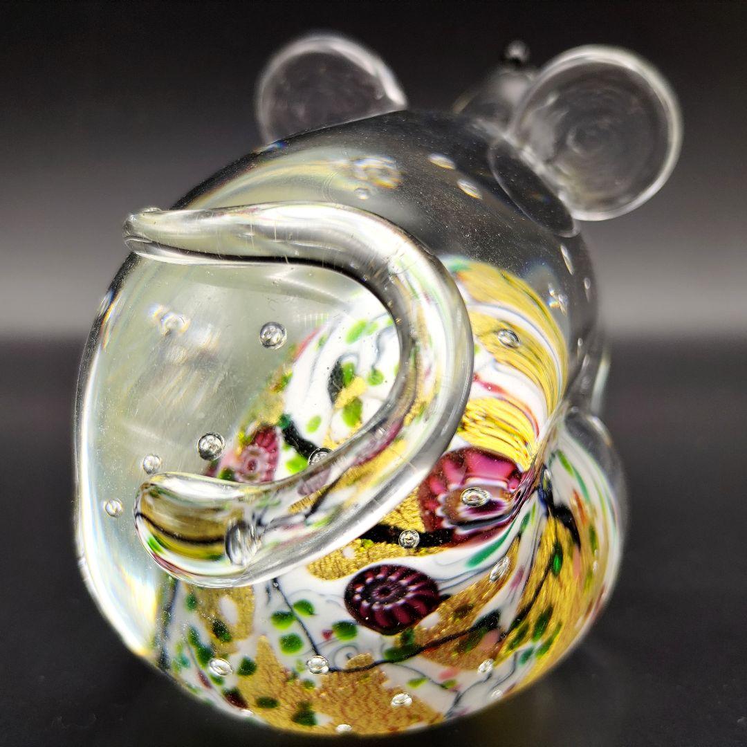 超希少品☆黒木国昭 光琳 金彩象嵌 干支 子 ガラス工芸 ねずみ