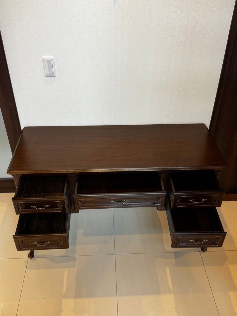 Vivishop様　英国調　アンティーク木製デスク ダークブラウン