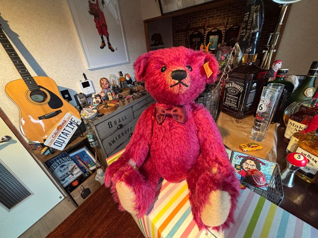 Steiff ピンク ぬいぐるみ ボタンの耳付き