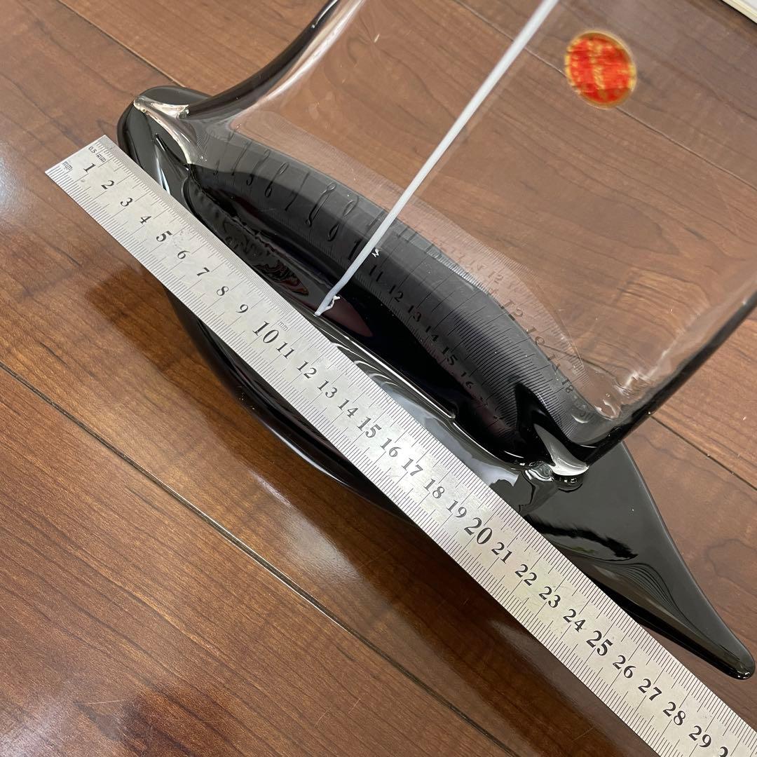 MURANOムラーノガラス イタリア製　大型　ヨット クリア　ブラック