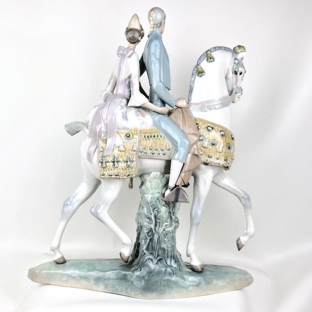 【希少・大型45cm・クリーンアップ済】リヤドロ／馬に乗ったカップル／F19-S