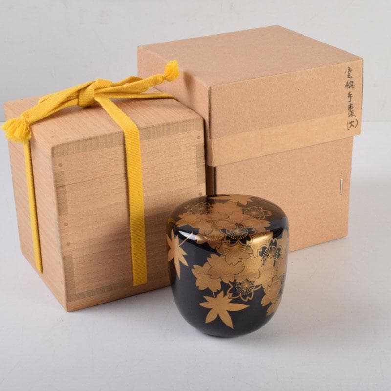 茶道具　黒塗　春秋蒔絵　棗　時代箱　V　8762