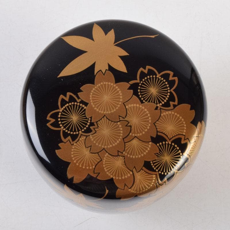 茶道具　黒塗　春秋蒔絵　棗　時代箱　V　8762