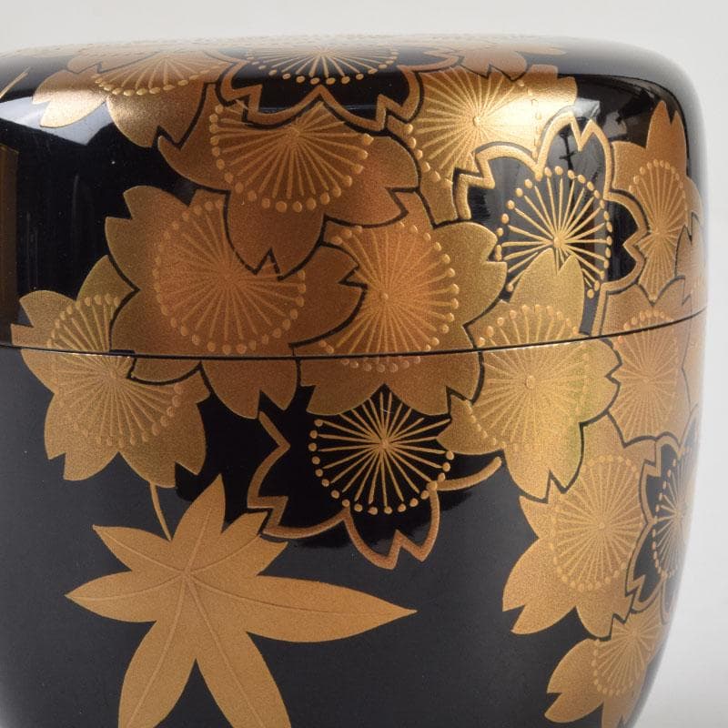 茶道具　黒塗　春秋蒔絵　棗　時代箱　V　8762